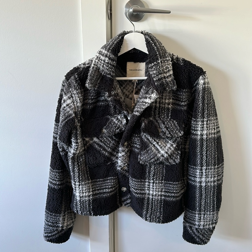 Black Plaid Shirt Jacket